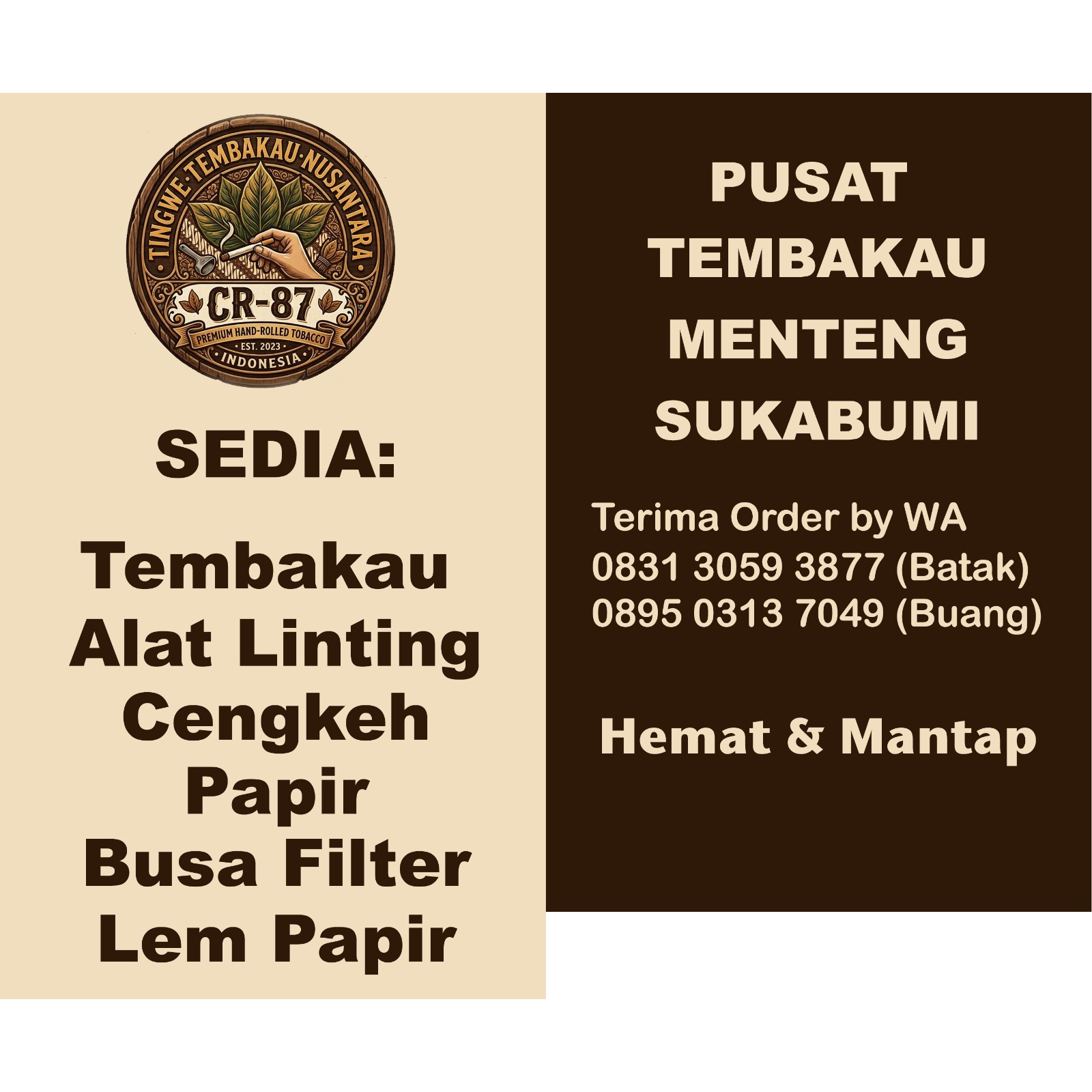 Promo patner kami 2 tingwe cr87 menteng sukabumi